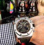 Clone Audemars Royal Oak Offshore Watches Ss Skeleton Face Orange&Black Strap